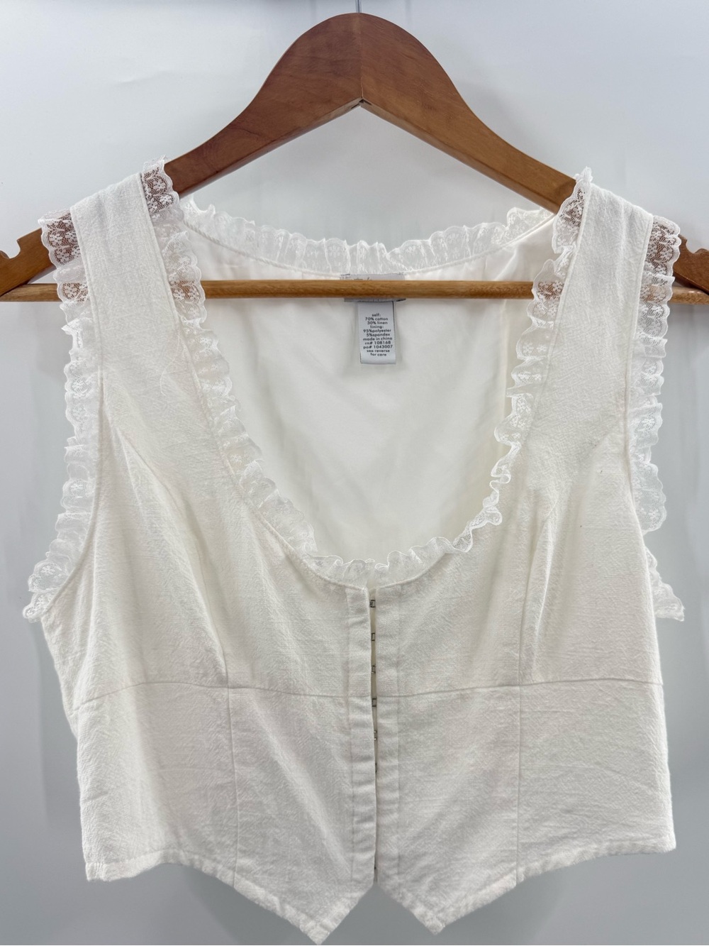 West of Melrose White Lace Ruffle Milkmaid Bridgerton Cottagecore Corset Top M - Picture 2 of 8